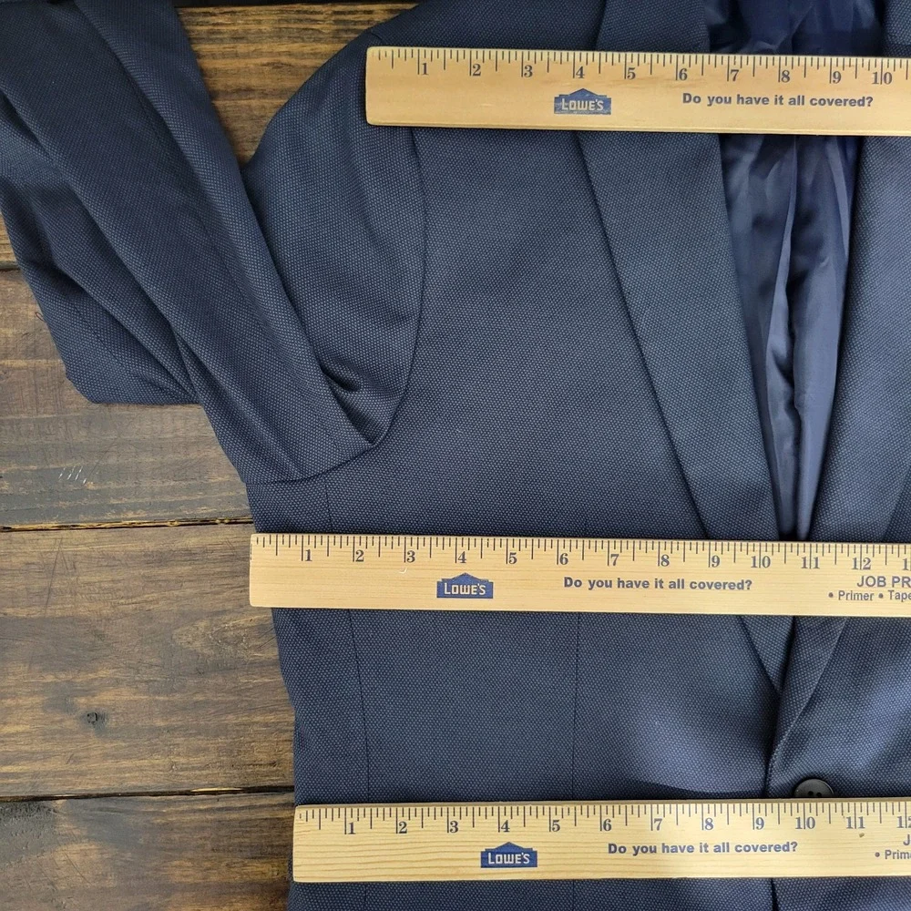 Banana Republic Men's Sport Coat Blazer Two Button Navy Birds Eye Poly Blend 42L